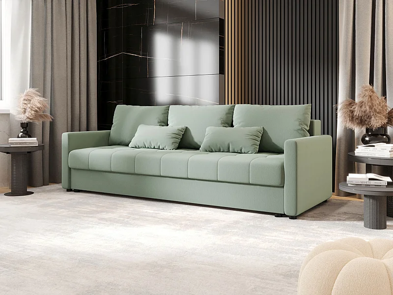BEDANTE SOFA MOS BIS mit Schlaffunktion COSMIC 16 Hellgrün Sofa mit Stauraum Bettkasten Wohnzimmersofa Couch Sofa Bettsofa Bettkasten Bettcouch
