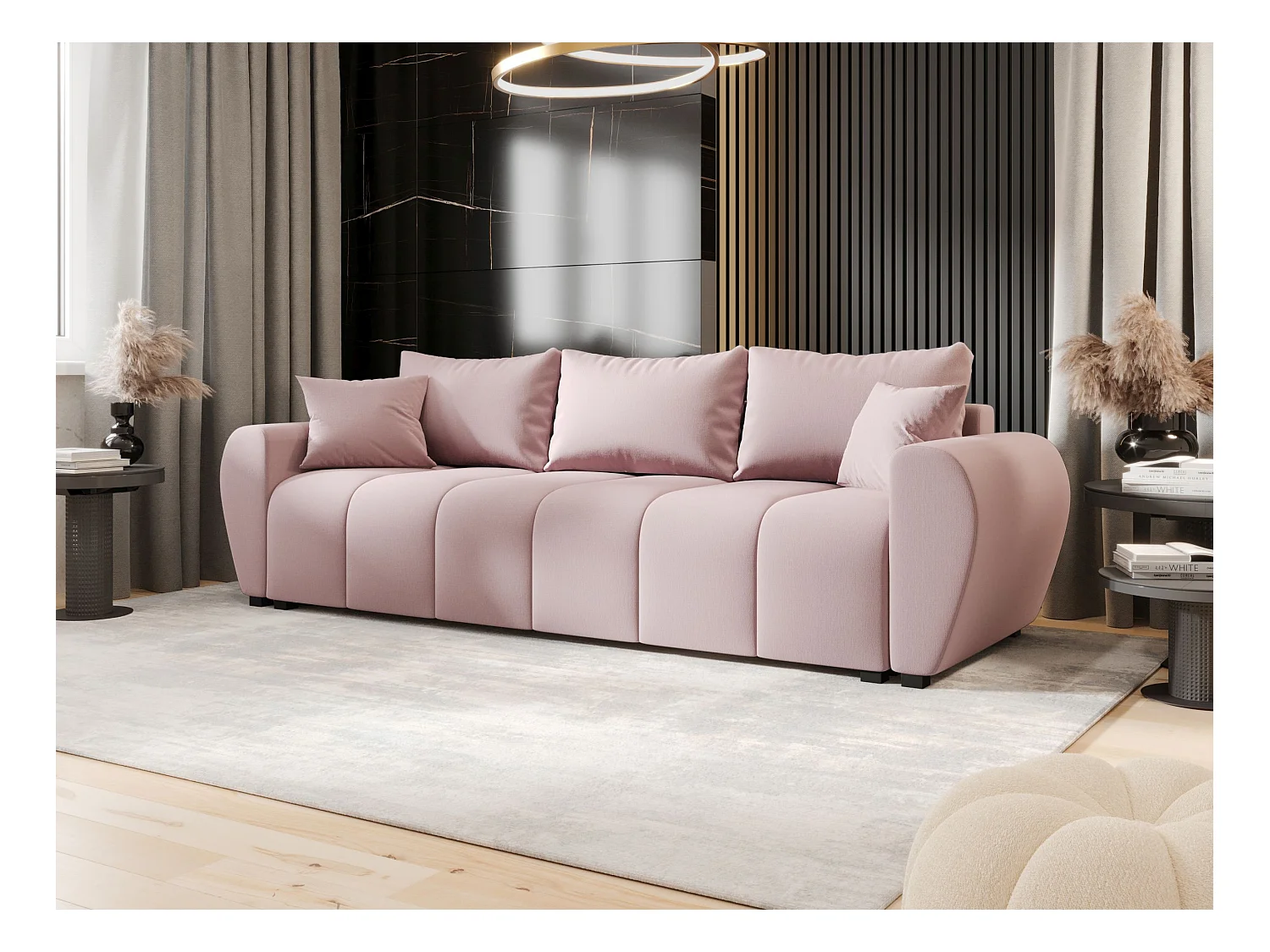 BEDANTE BANK MOLISA met slaapfunctie COSMIC 14 Roze – Bank met opbergruimte, bedkist, woonkamerbank, sofa, slaapbank, bank met kist, bedbank