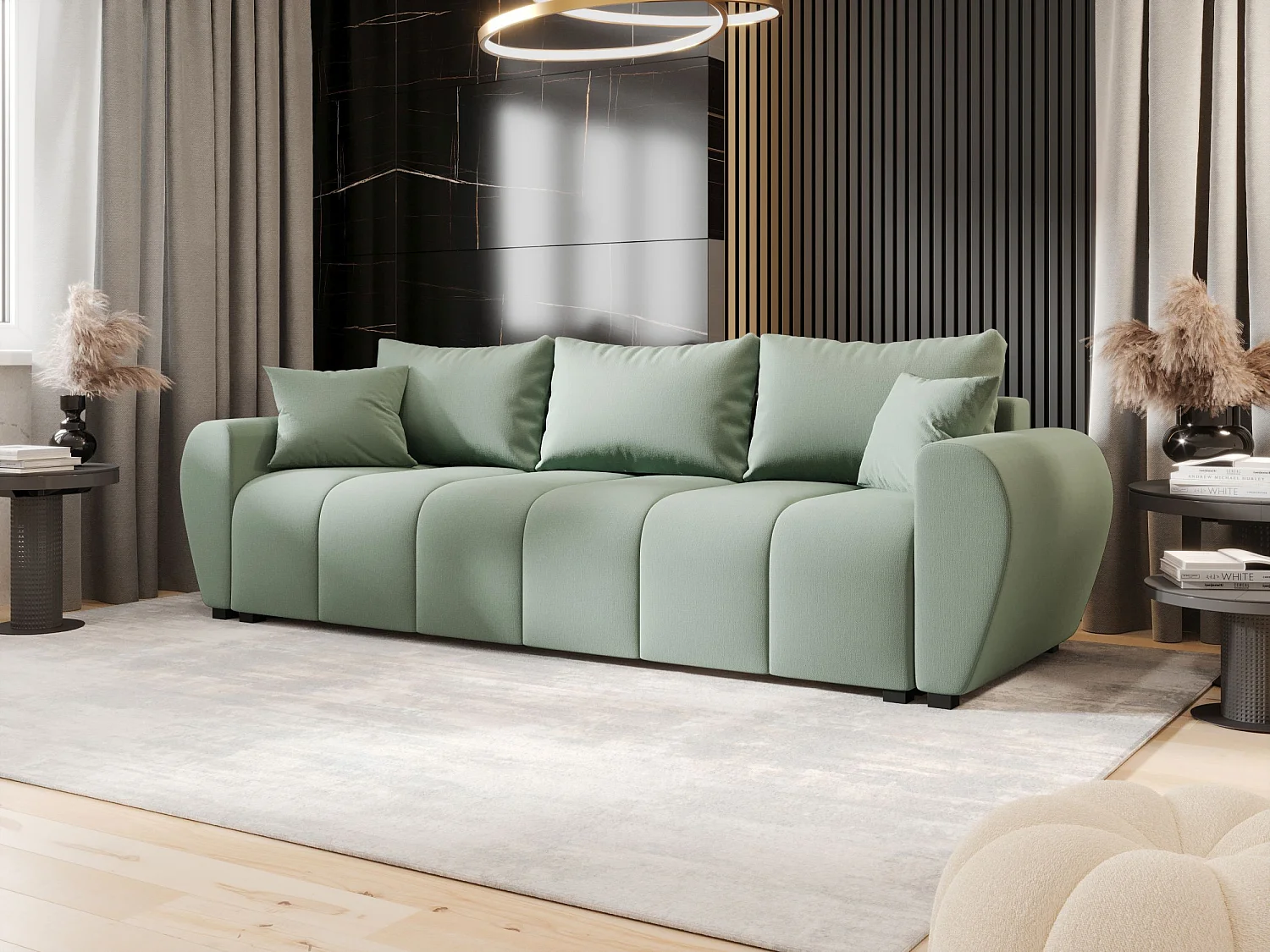 BEDANTE SOFA MOLISA mit Schlaffunktion COSMIC 16 Hellgrün Sofa mit Stauraum Bettkasten Wohnzimmersofa Couch Sofa Bettsofa Bettkasten Bettcouch