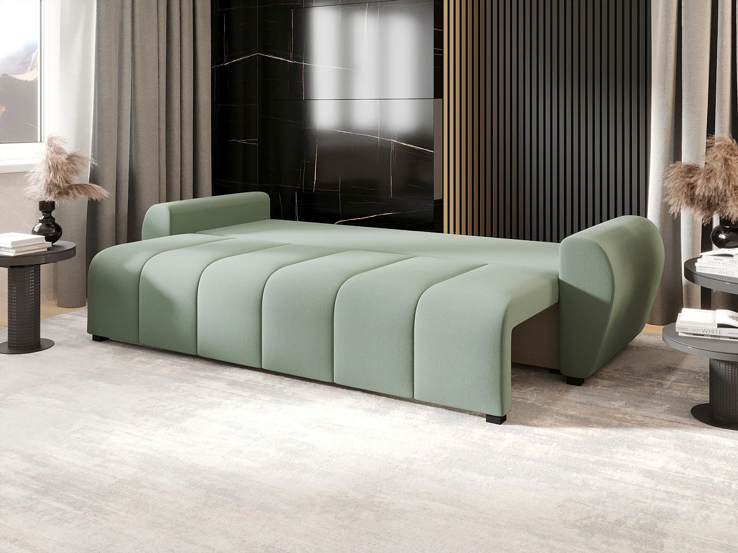 BEDANTE SOFA MOLISA mit Schlaffunktion COSMIC 16 Hellgrün Sofa mit Stauraum Bettkasten Wohnzimmersofa Couch Sofa Bettsofa Bettkasten Bettcouch