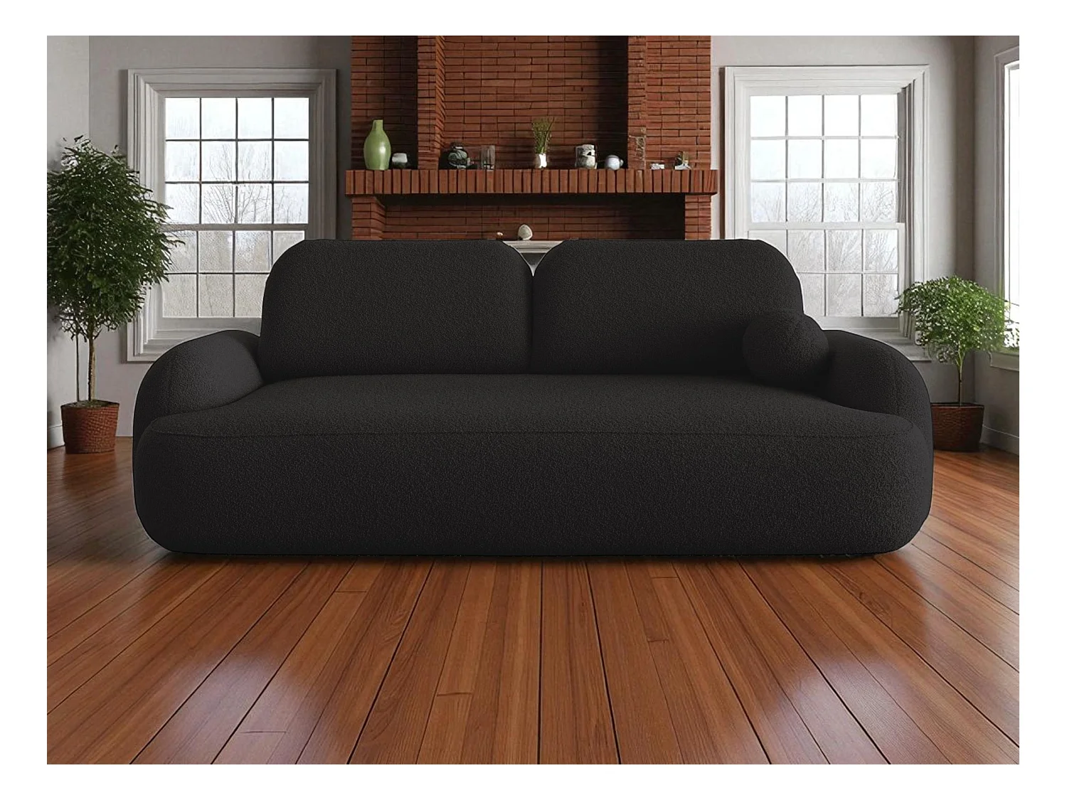 BEDANTE SOFA MOLLY mit Schlaffunktion TERRA FROTTE 14 Schwarz mit Bettkasten Sofa für Wohnzimmer gerades Sofa Schlafsofa Sofa mit Bettkasten Klappsofa