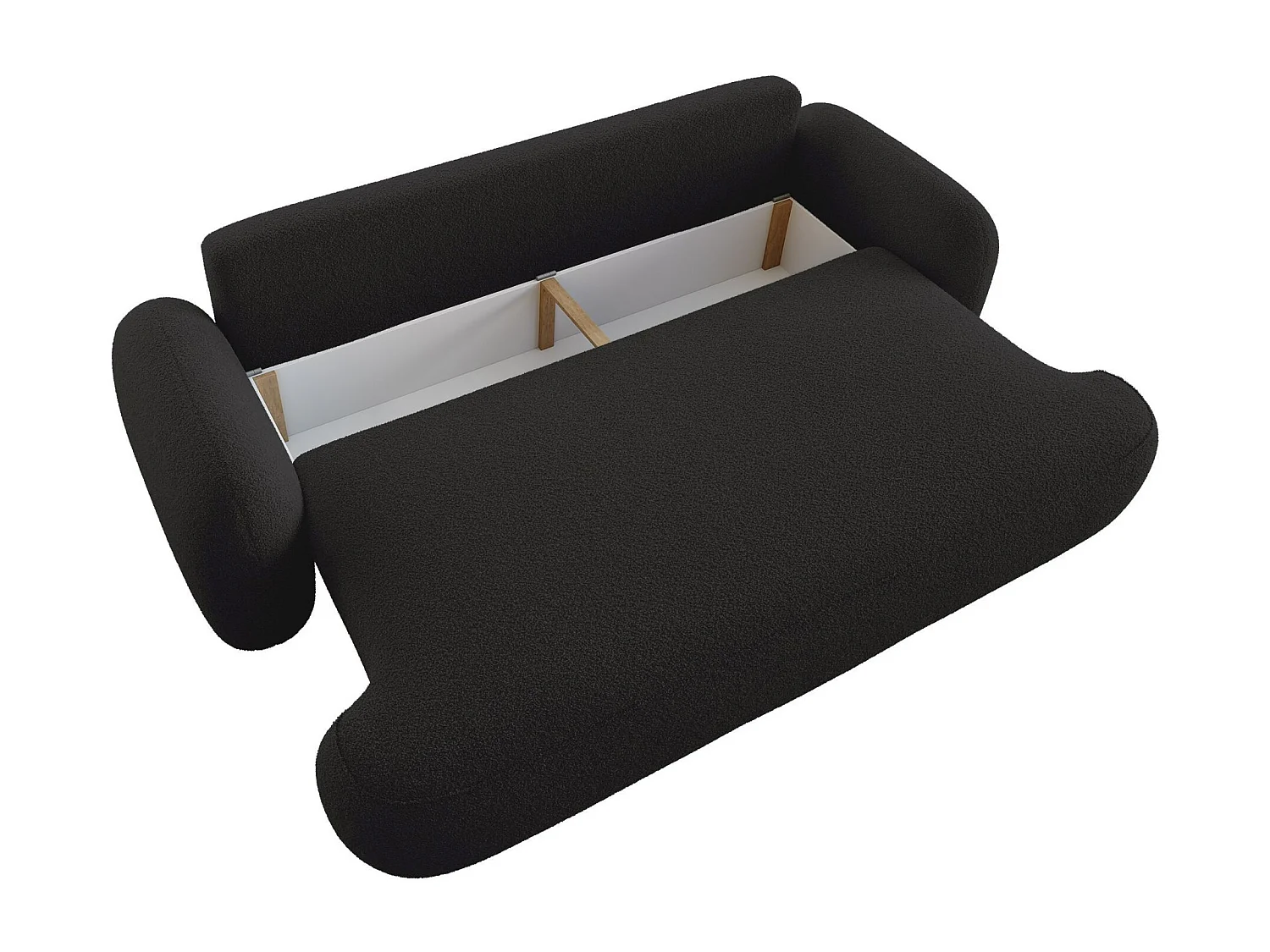 BEDANTE SOFA MOLLY mit Schlaffunktion TERRA FROTTE 14 Schwarz mit Bettkasten Sofa für Wohnzimmer gerades Sofa Schlafsofa Sofa mit Bettkasten Klappsofa