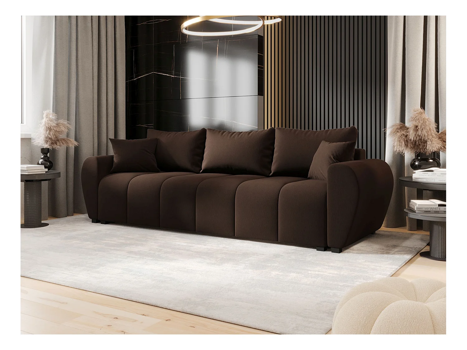 BEDANTE BANK MOLISA met slaapfunctie COSMIC 800 Donkerbruin – Bank met opbergruimte, bedkist, woonkamerbank, sofa, slaapbank, bank met kist, bedbank