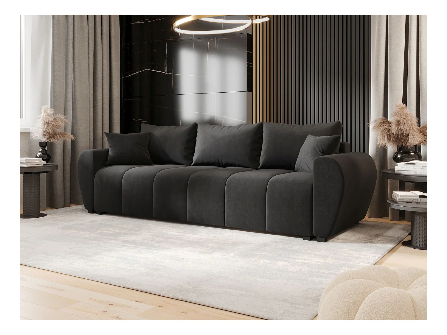 BEDANTE SOFA MOLISA mit Schlaffunktion ITAKA 27 Dunkelgrau Sofa mit Stauraum Bettkasten Wohnzimmersofa Couch Sofa Bettsofa Bettkasten Bettcouch
