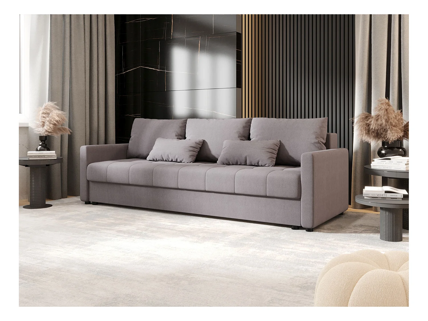 BEDANTE SOFA MOS BIS mit Schlaffunktion COSMIC 160 Grau Sofa mit Stauraum Bettkasten Wohnzimmersofa Couch Sofa Bettsofa Bettkasten Bettcouch