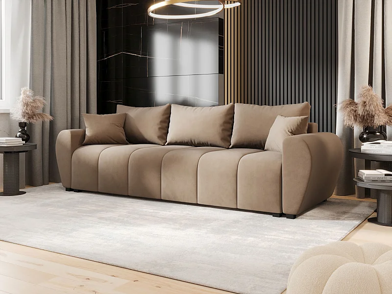 BEDANTE SOFA MOLISA mit Schlaffunktion ITAKA 48 Hellbraun Sofa mit Stauraum Bettkasten Wohnzimmersofa Couch Sofa Bettsofa Bettkasten Bettcouch