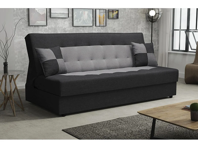 BEDANTE SOFA POLO mit Schlaffunktion SAWANA 14+21 Schwarz/Grau mit Stauraum Bettkasten Wohnzimmersofa Couch Sofa Bettsofa Bettkasten Bettcouch