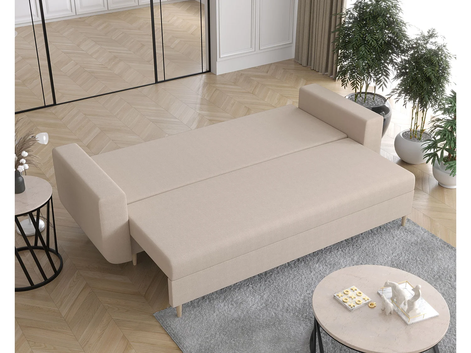 BEDANTE sofa DELFIN z funkcja spania COSMIC 10 beżowy
