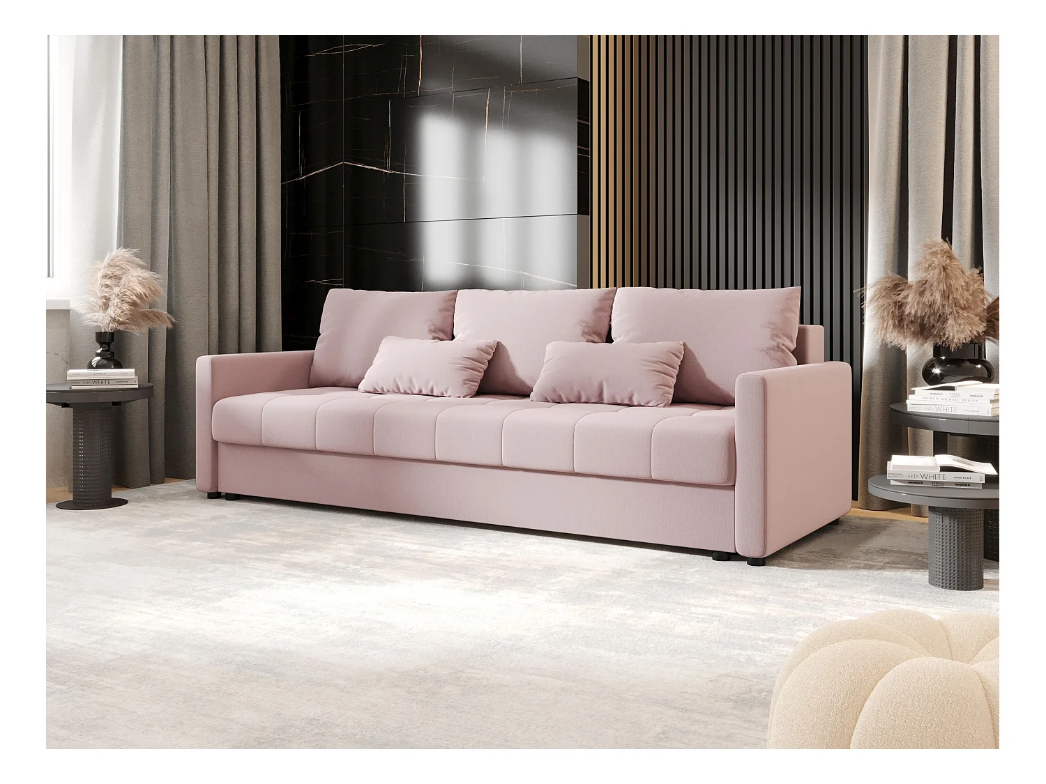 BEDANTE SOFA MOS BIS mit Schlaffunktion COSMIC 14 Rosa Sofa mit Stauraum Bettkasten Wohnzimmersofa Couch Sofa Bettsofa Bettkasten Bettcouch