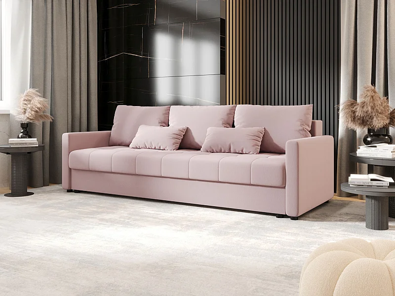 BEDANTE SOFA MOS BIS mit Schlaffunktion COSMIC 14 Rosa Sofa mit Stauraum Bettkasten Wohnzimmersofa Couch Sofa Bettsofa Bettkasten Bettcouch