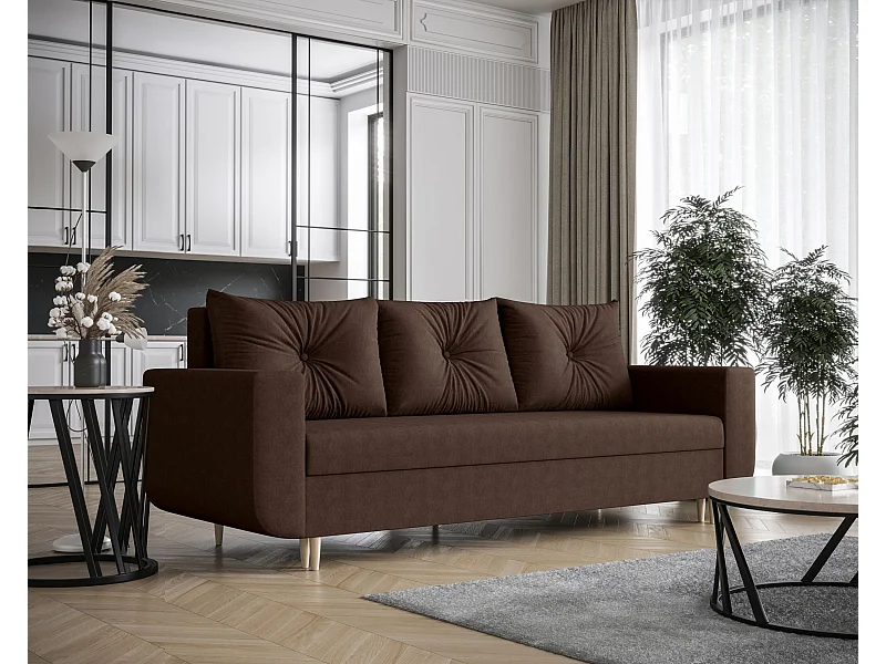 BEDANTE sofa DELFIN met slaapfunctie COSMIC 800 bruin met opbergruimte bedlade woonkamerbank bank sofa slaapbank bedlade slaapbank