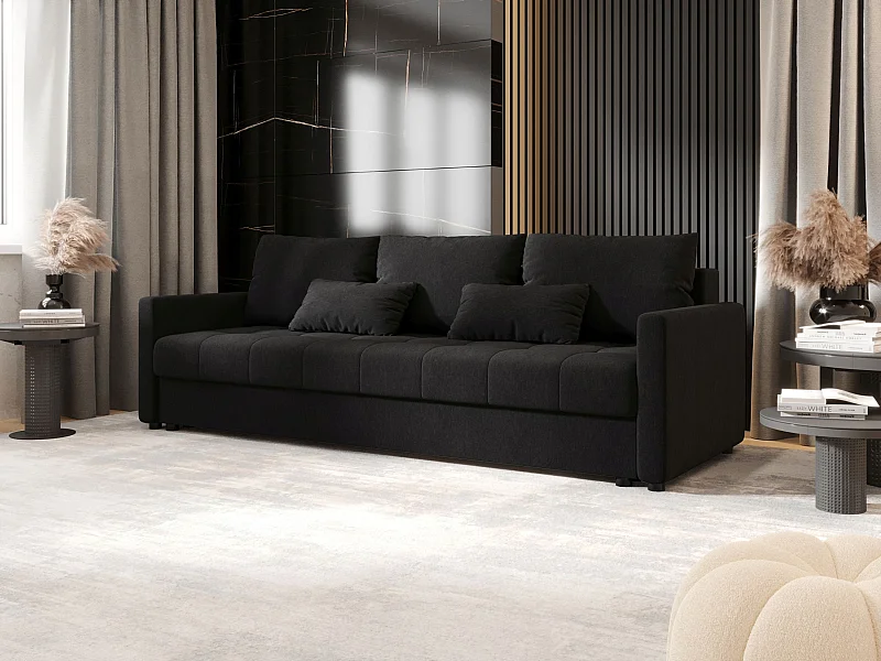 BEDANTE SOFA MOS BIS mit Schlaffunktion COSMIC 100 Schwarz Sofa mit Stauraum Bettkasten Wohnzimmersofa Couch Sofa Bettsofa Bettkasten Bettcouch