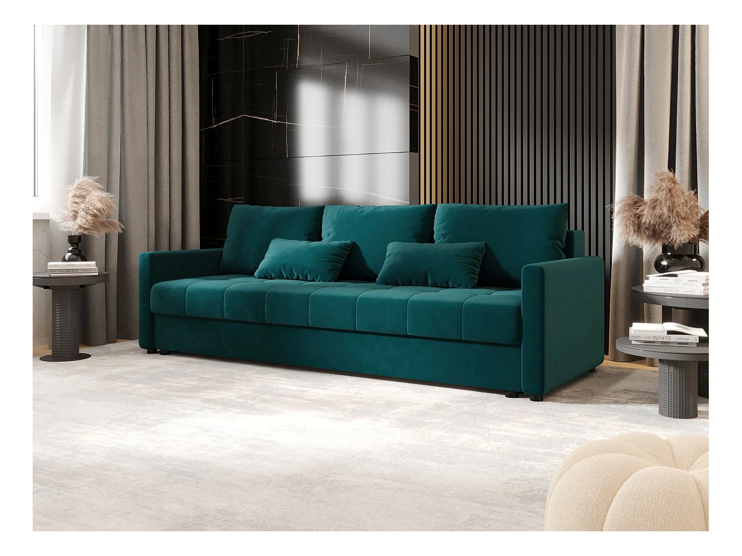 BEDANTE BANK MOS BIS met slaapfunctie ITAKA 39 Turquoise – Bank met opbergruimte, bedkist, woonkamerbank, sofa, slaapbank, bank met kist, bedbank