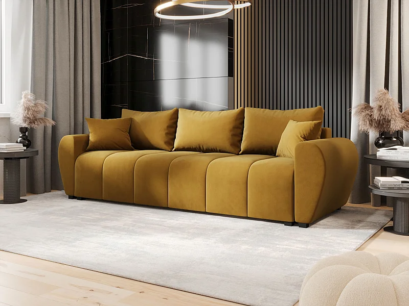 BEDANTE SOFA MOLISA mit Schlaffunktion ITAKA 33 Senfton Sofa mit Stauraum Bettkasten Wohnzimmersofa Couch Sofa Bettsofa Bettkasten Bettcouch