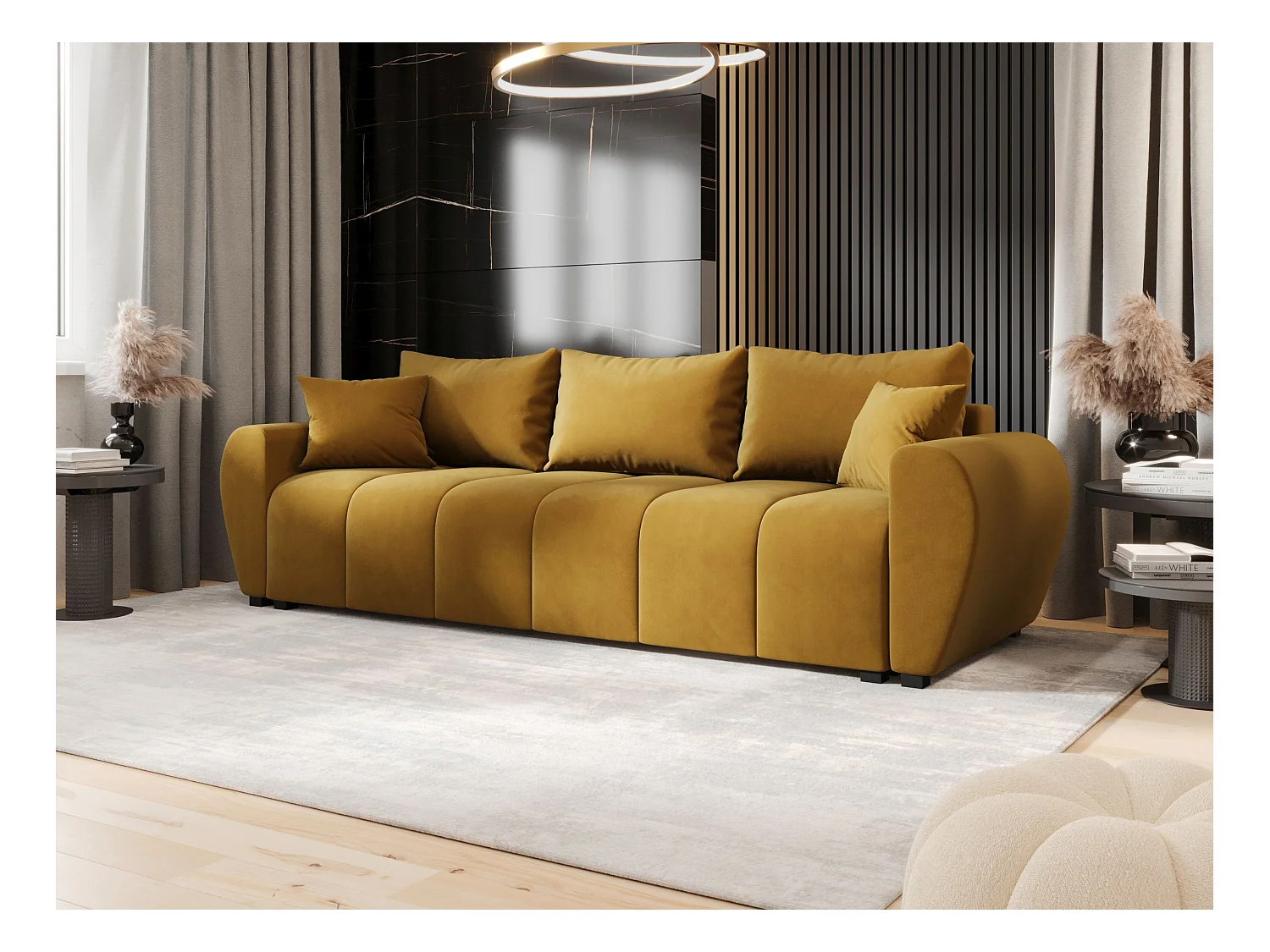 BEDANTE SOFA MOLISA mit Schlaffunktion ITAKA 33 Senfton Sofa mit Stauraum Bettkasten Wohnzimmersofa Couch Sofa Bettsofa Bettkasten Bettcouch