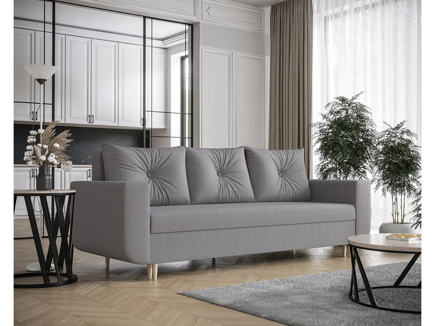 BEDANTE canapé DELFIN avec fonction de couchage COSMIC 160 gris