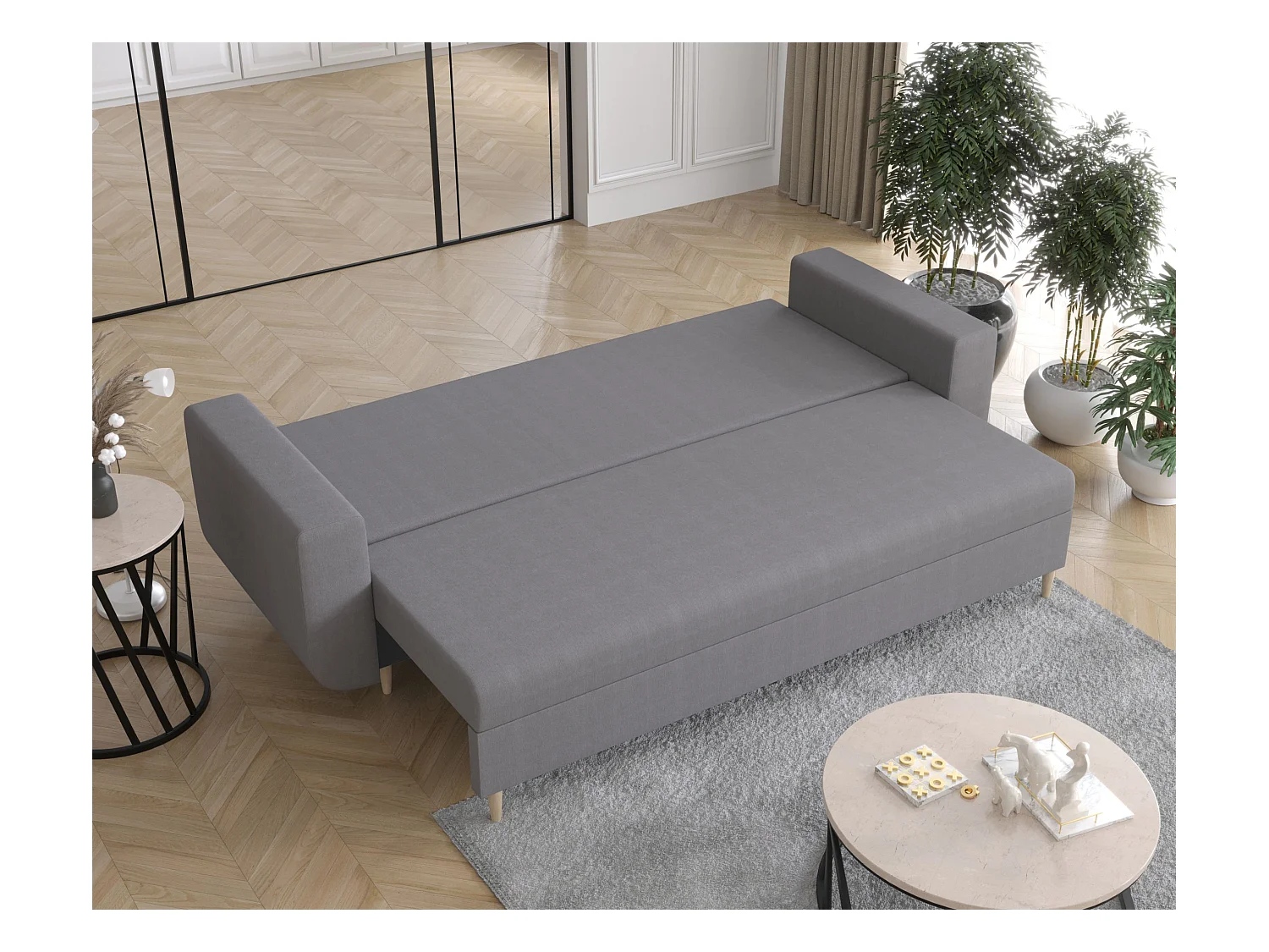 BEDANTE canapé DELFIN avec fonction de couchage COSMIC 160 gris