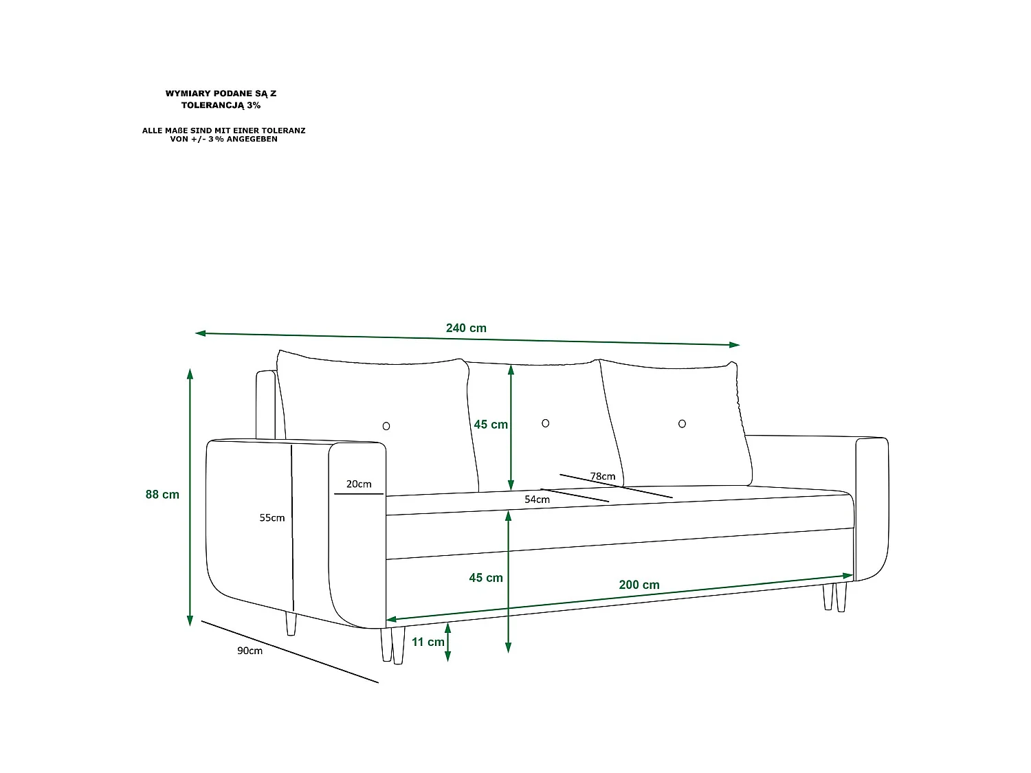 BEDANTE canapé DELFIN avec fonction de couchage COSMIC 160 gris