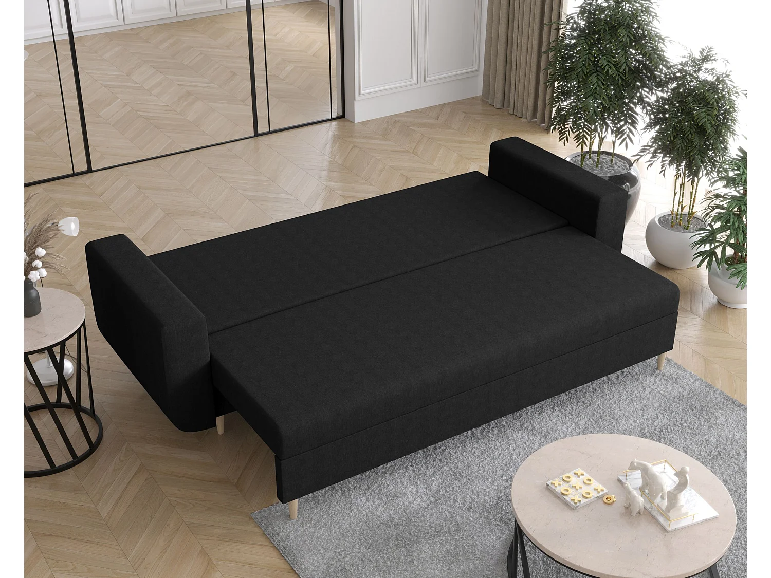 BEDANTE canapé DELFIN avec fonction de couchage COSMIC 100 noir