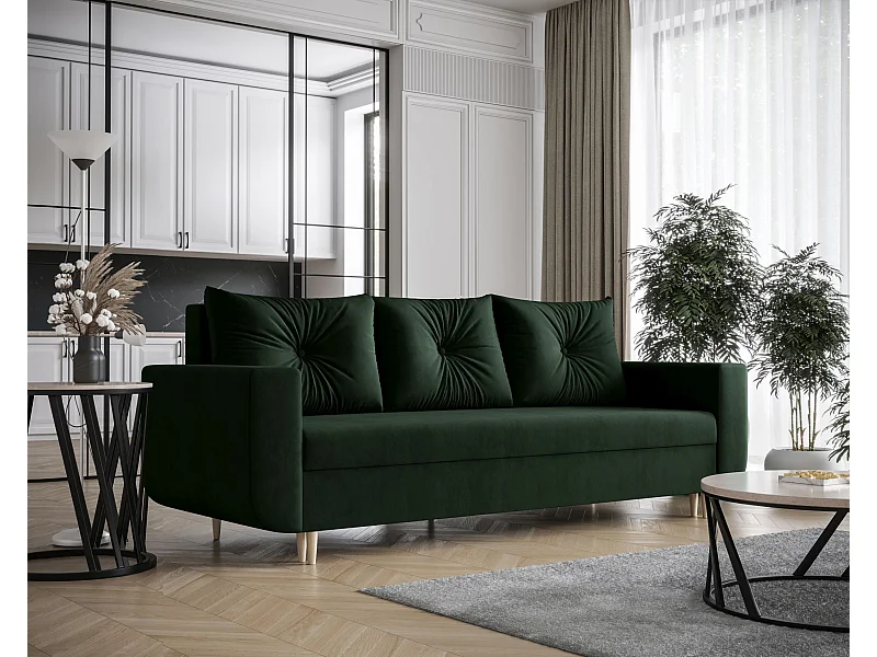 BEDANTE canapé DELFIN avec fonction de couchage ITAKA 10 vert foncé