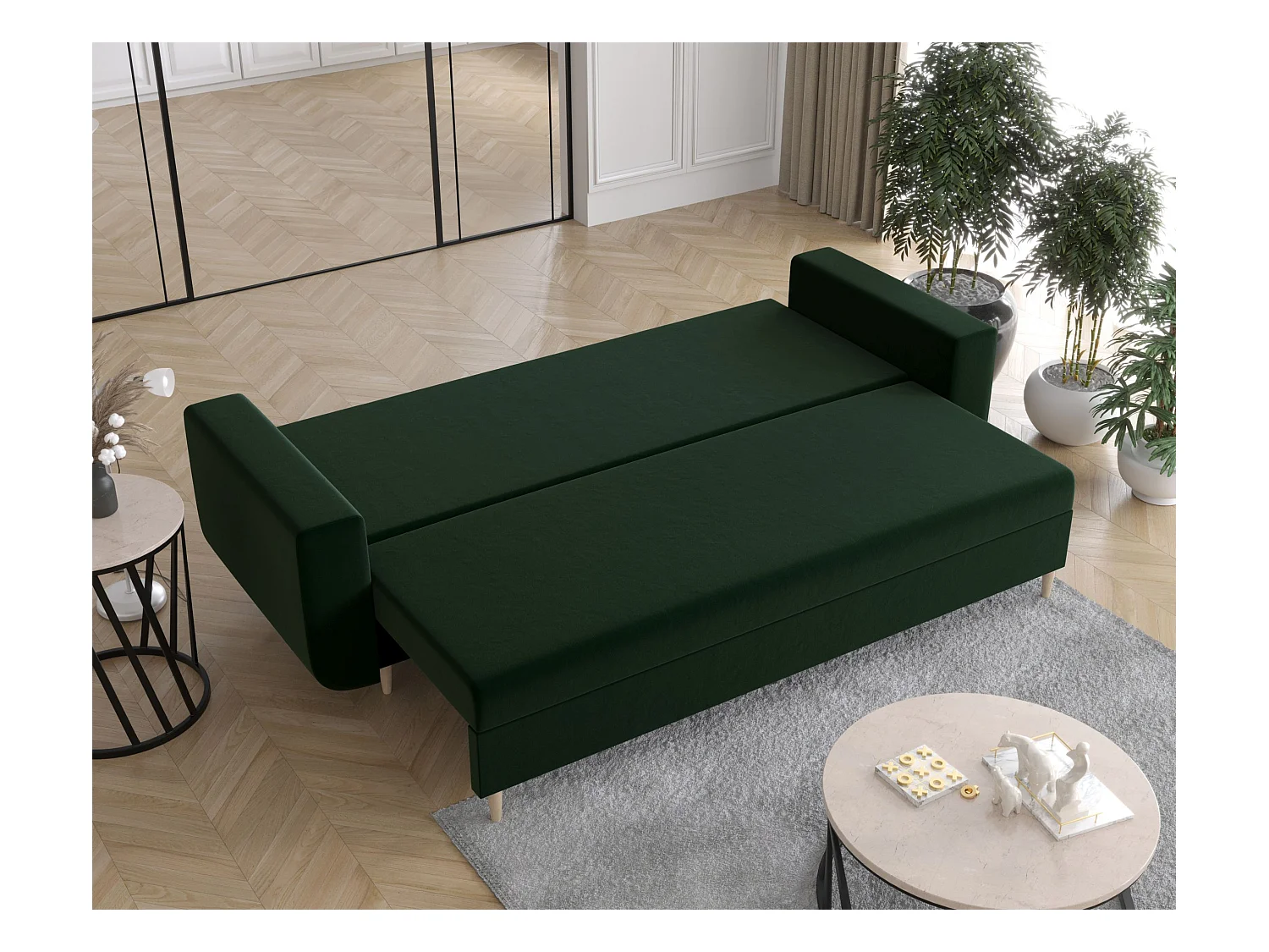 BEDANTE canapé DELFIN avec fonction de couchage ITAKA 10 vert foncé