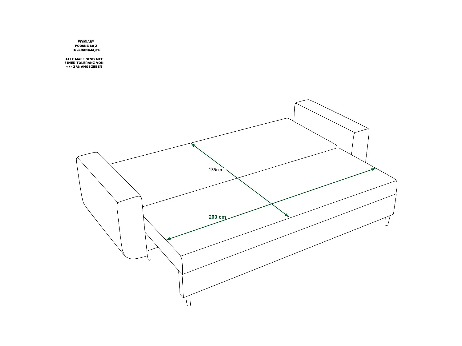 BEDANTE canapé DELFIN avec fonction de couchage ITAKA 10 vert foncé