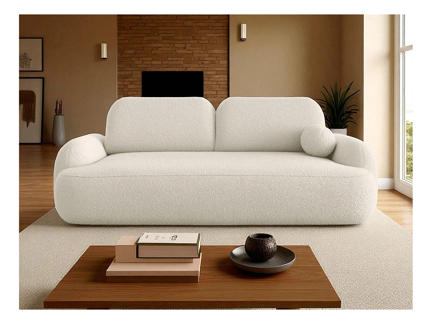 BEDANTE SOFA MOLLY z funkcją spania TERRA FROTTE 01 Kremowy z pojemnikiem na pościel, sofa do salonu, kanapa, sofa rozkładana, sofa z pojemnikiem, wersalka