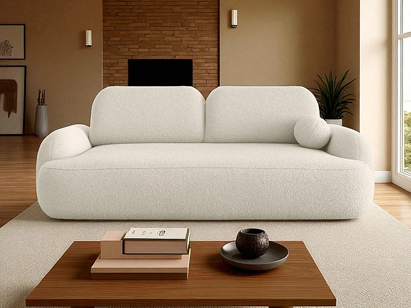 BEDANTE SOFA MOLLY mit Schlaffunktion TERRA FROTTE 01 Creme mit Bettkasten Sofa für Wohnzimmer gerades Sofa Schlafsofa Sofa mit Bettkasten Klappsofa