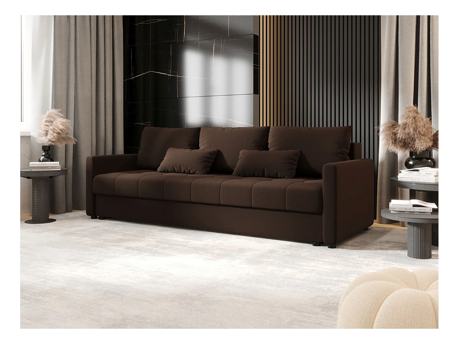 BEDANTE SOFA MOS BIS mit Schlaffunktion COSMIC 800 Dunkelbraun Sofa mit Stauraum Bettkasten Wohnzimmersofa Couch Sofa Bettsofa Bettkasten Bettcouch