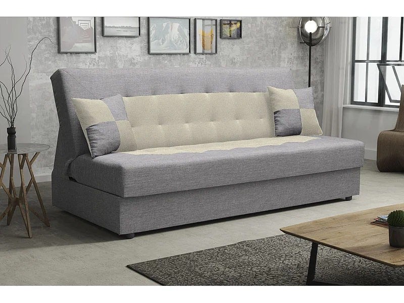 BEDANTE SOFA POLO mit Schlaffunktion SAWANA 21+01 Grau/Ecru mit Stauraum Bettkasten Wohnzimmersofa Couch Sofa Bettsofa Bettkasten Bettcouch