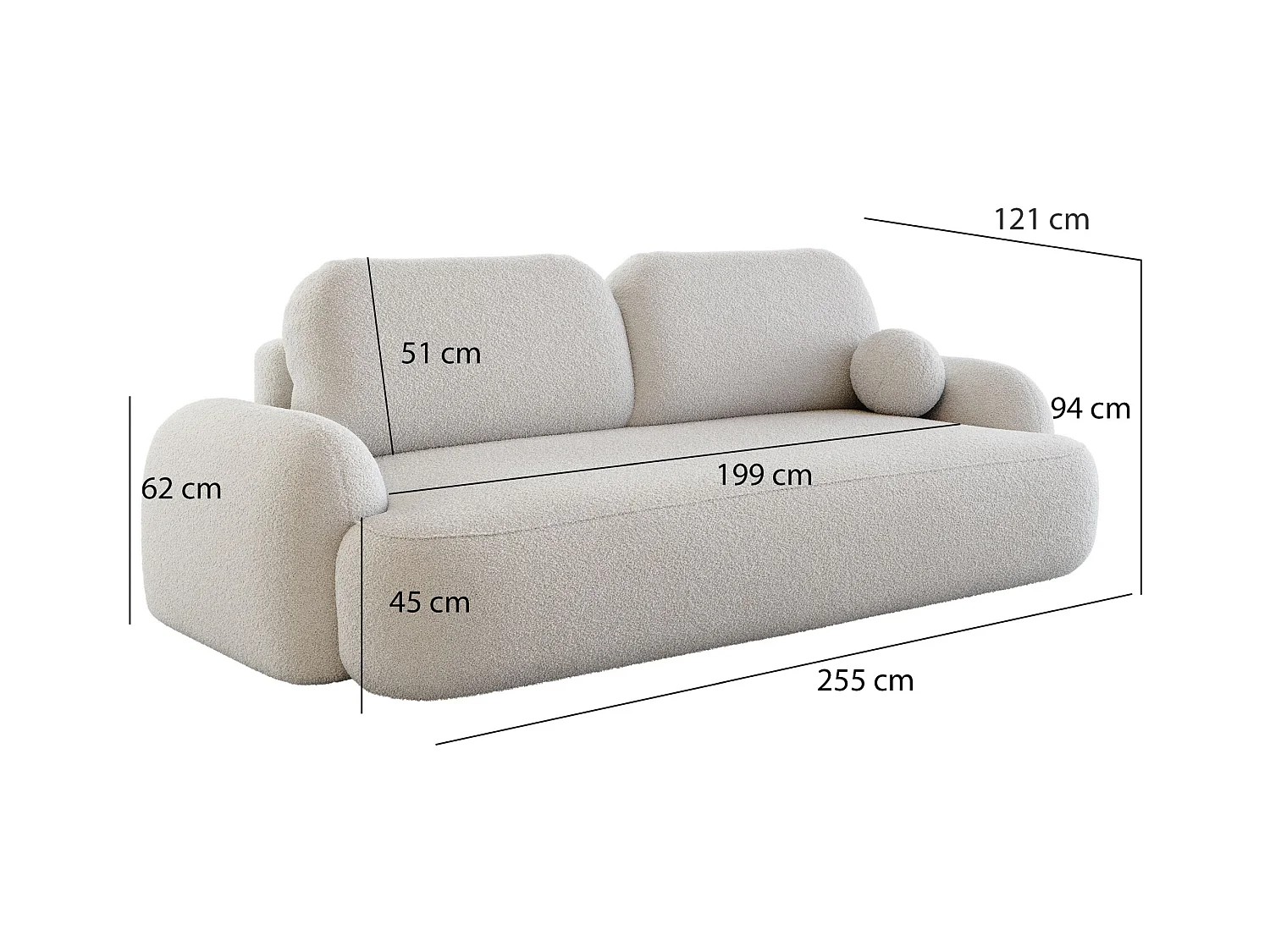 BEDANTE CANAPÉ MOLLY avec fonction lit TERRA FROTTE 03 Beige