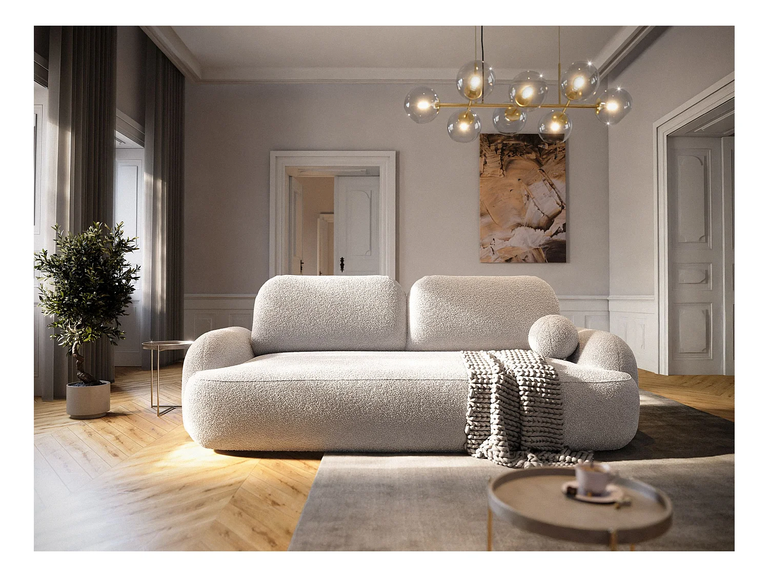 BEDANTE SOFA MOLLY mit Schlaffunktion TERRA FROTTE 03 Beige mit Bettkasten Sofa für Wohnzimmer gerades Sofa Schlafsofa Sofa mit Bettkasten Klappsofa