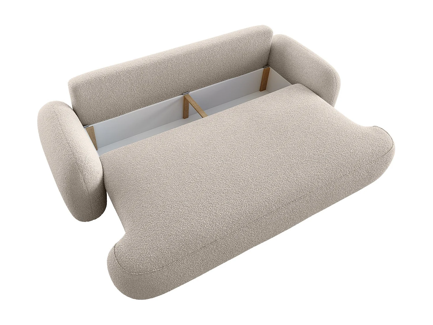 BEDANTE SOFA MOLLY mit Schlaffunktion TERRA FROTTE 03 Beige mit Bettkasten Sofa für Wohnzimmer gerades Sofa Schlafsofa Sofa mit Bettkasten Klappsofa