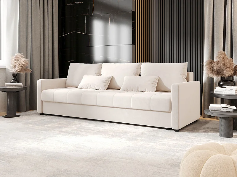 BEDANTE SOFA MOS BIS mit Schlaffunktion ITAKA 16 Creme Sofa mit Stauraum Bettkasten Wohnzimmersofa Couch Sofa Bettsofa Bettkasten Bettcouch