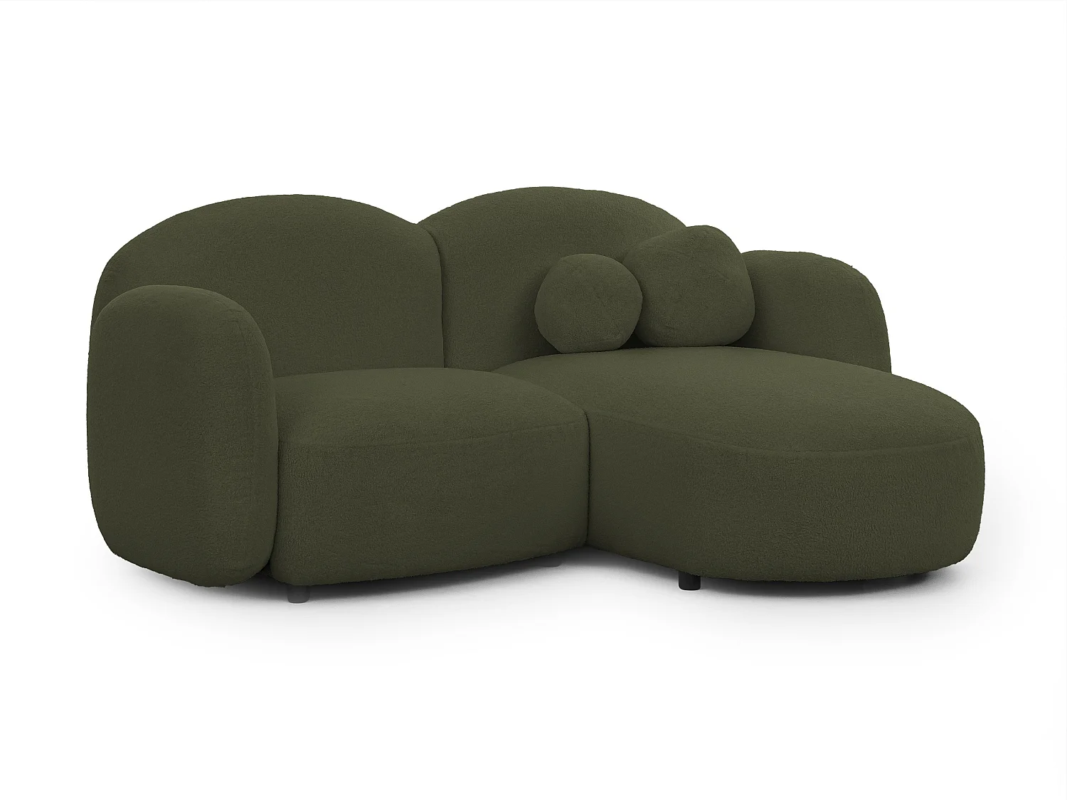 Nuvola - Moderne Ecksofa L-Form aus Grün Bouclé-Stoff mit abgerundetem Design und hohem Sitzkomfort