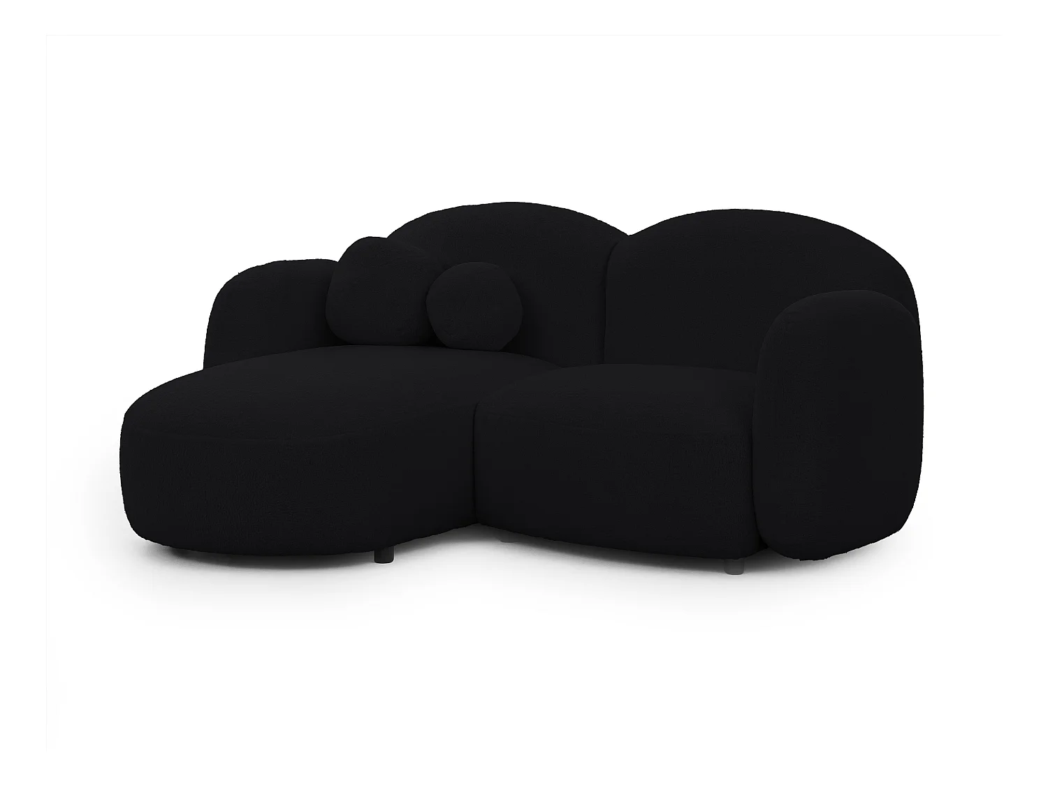 Nuvola - Moderne Ecksofa L-Form aus Schwarz Bouclé-Stoff mit abgerundetem Design und hohem Sitzkomfort