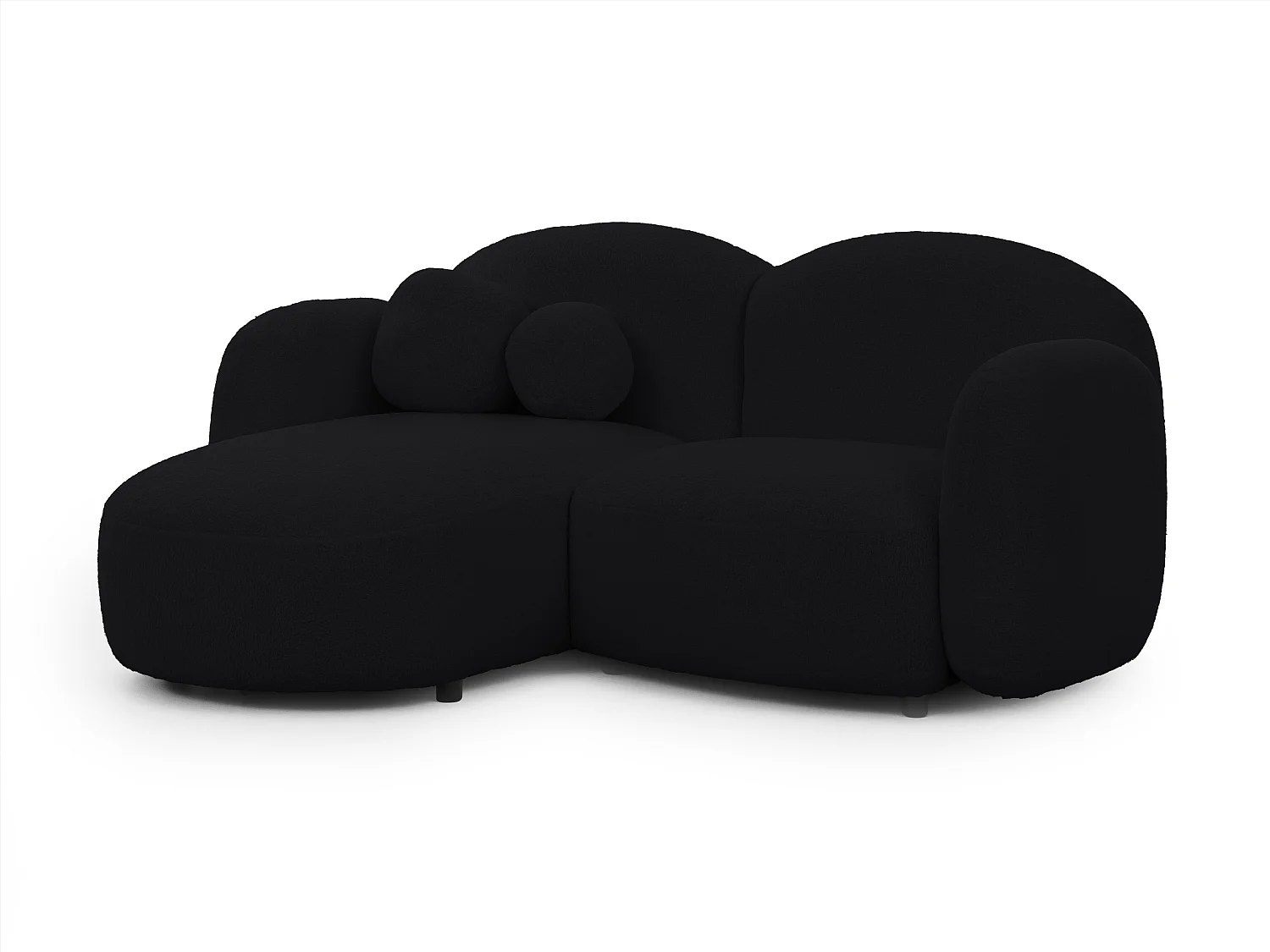 Nuvola - Moderne Ecksofa L-Form aus Schwarz Bouclé-Stoff mit abgerundetem Design und hohem Sitzkomfort
