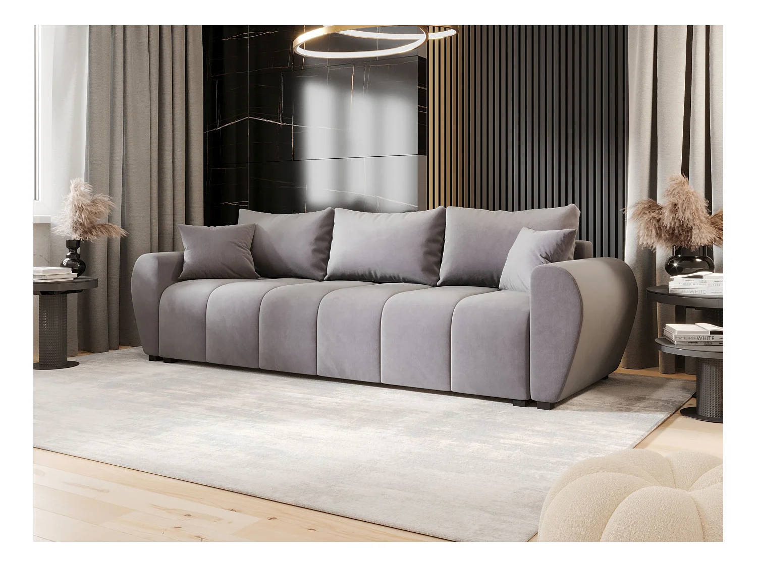 BEDANTE SOFA MOLISA mit Schlaffunktion ITAKA 50 Hellgrau Sofa mit Stauraum Bettkasten Wohnzimmersofa Couch Sofa Bettsofa Bettkasten Bettcouch
