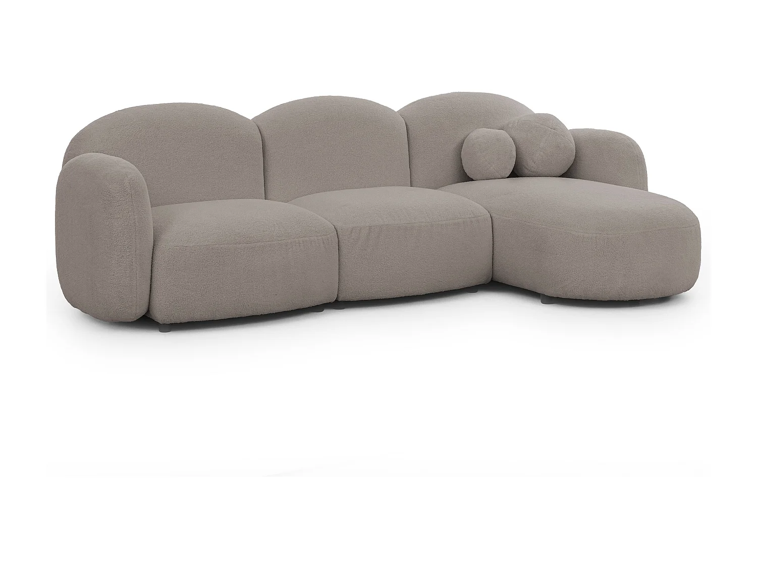 Nuvola - Moderne Ecksofa L-Form aus Hellgrau Bouclé-Stoff mit abgerundetem Design und hohem Sitzkomfort