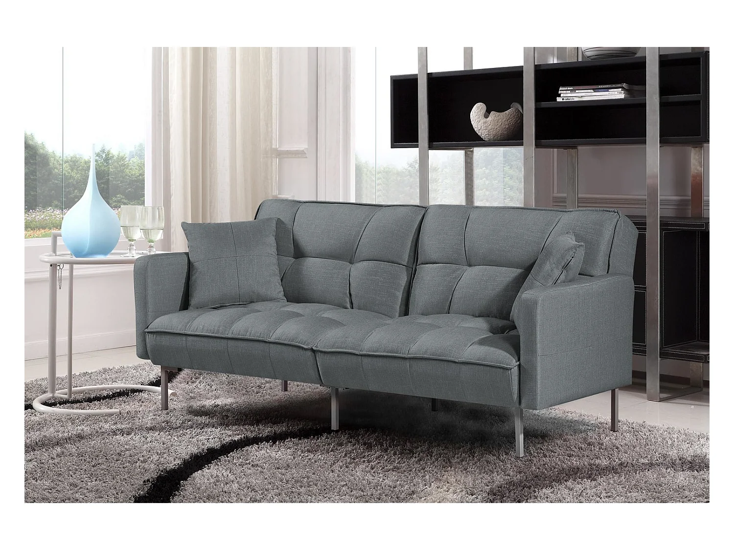 Canapé Roberto/Fonction couchage/Revêtement en tissu/Gris