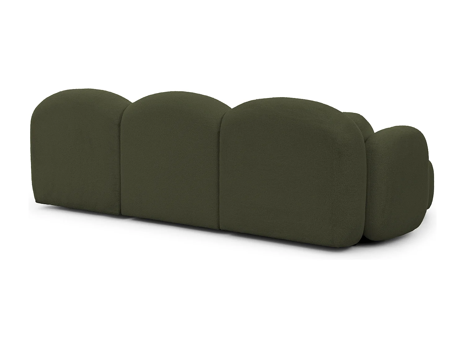 Nuvola - Moderne Ecksofa L-Form aus Grün Bouclé-Stoff mit abgerundetem Design und hohem Sitzkomfort
