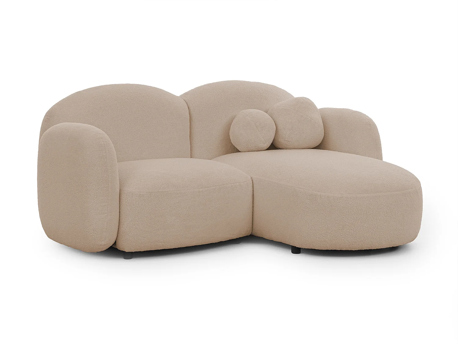 Nuvola - Moderne Ecksofa L-Form aus Hellbeige Bouclé-Stoff mit abgerundetem Design und hohem Sitzkomfort