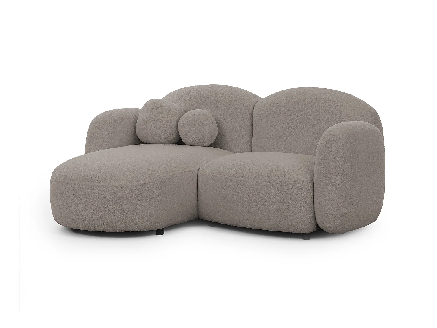 Nuvola - Moderne Ecksofa L-Form aus Hellgrau Bouclé-Stoff mit abgerundetem Design und hohem Sitzkomfort