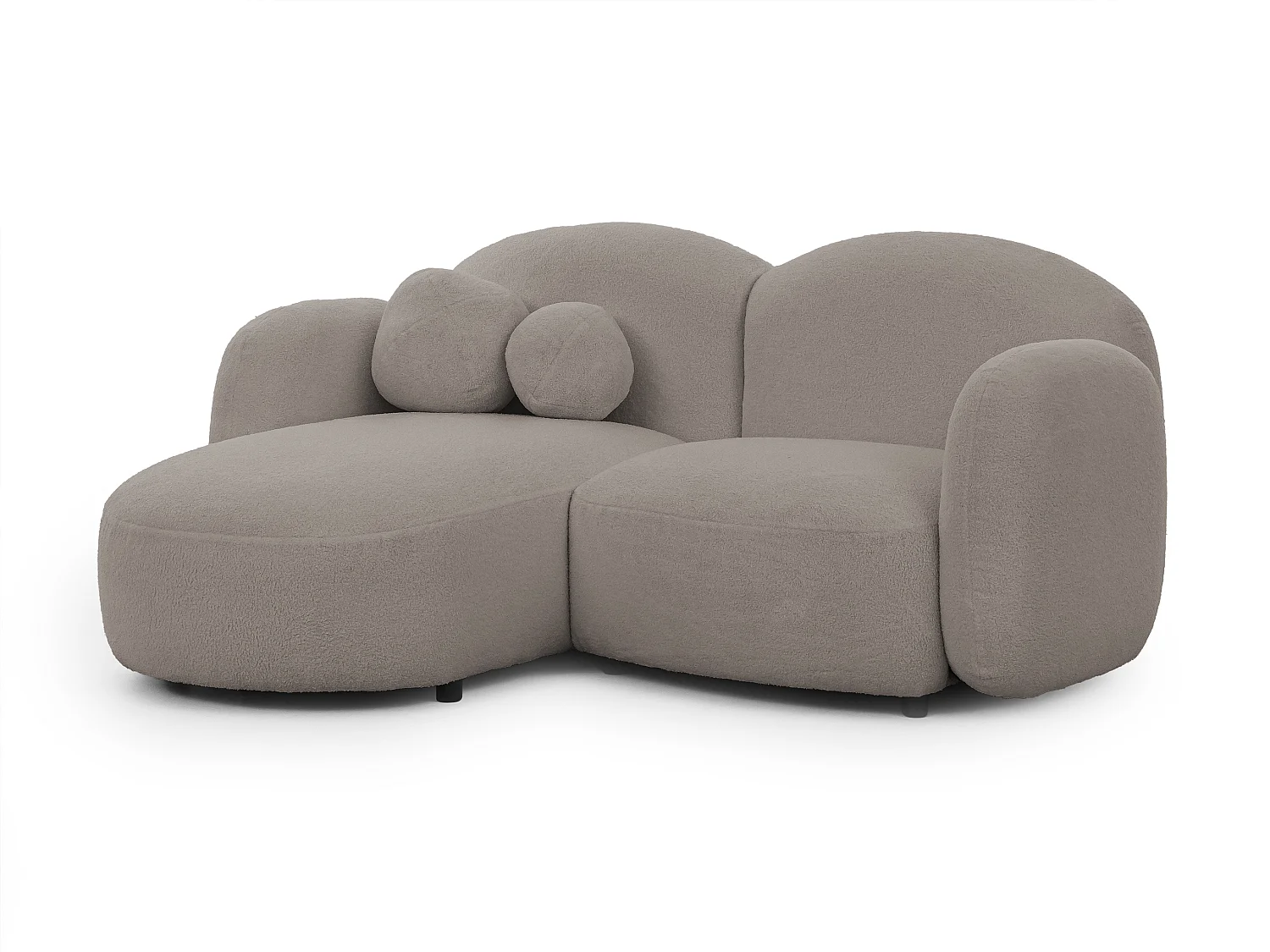 Nuvola - Moderne Ecksofa L-Form aus Hellgrau Bouclé-Stoff mit abgerundetem Design und hohem Sitzkomfort