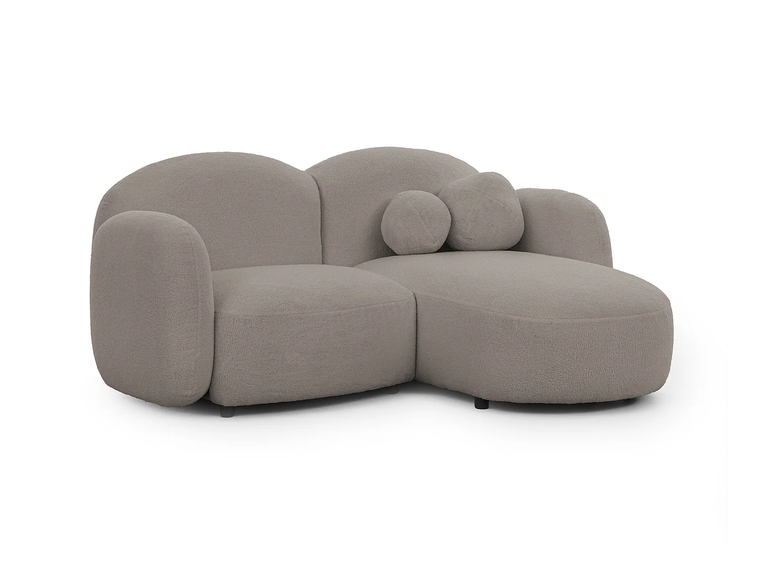 Nuvola - Moderne Ecksofa L-Form aus Hellgrau Bouclé-Stoff mit abgerundetem Design und hohem Sitzkomfort