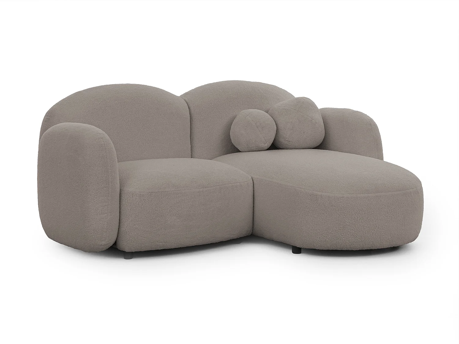 Nuvola - Moderne Ecksofa L-Form aus Hellgrau Bouclé-Stoff mit abgerundetem Design und hohem Sitzkomfort
