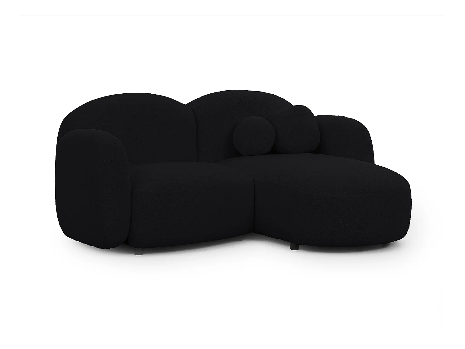 Nuvola - Moderne Ecksofa L-Form aus Schwarz Bouclé-Stoff mit abgerundetem Design und hohem Sitzkomfort