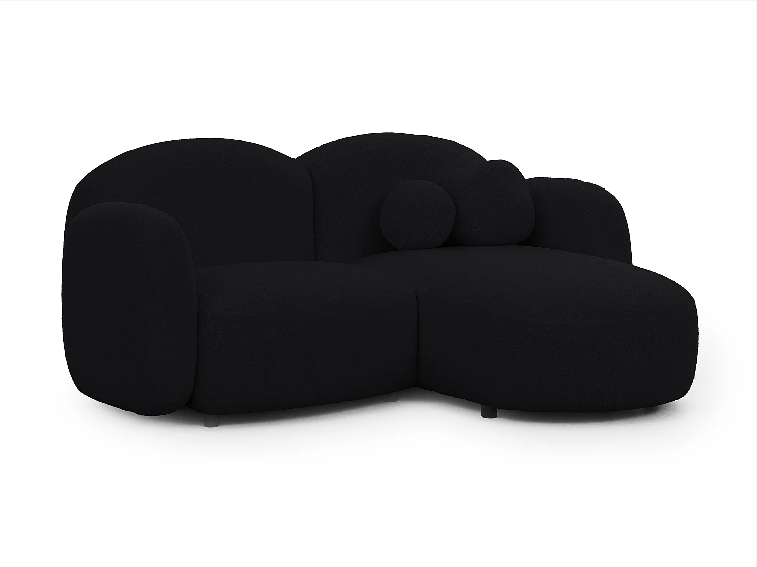 Nuvola - Moderne Ecksofa L-Form aus Schwarz Bouclé-Stoff mit abgerundetem Design und hohem Sitzkomfort