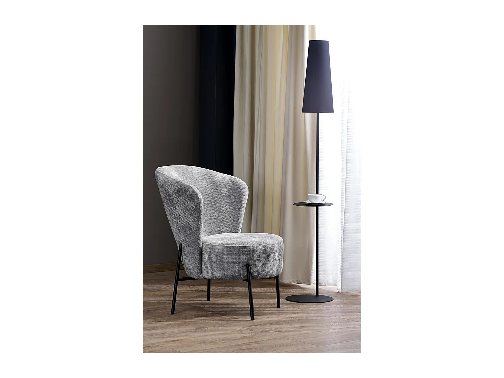 Poltrona Cezar/rivestimento in tessuto e metallo/grigio