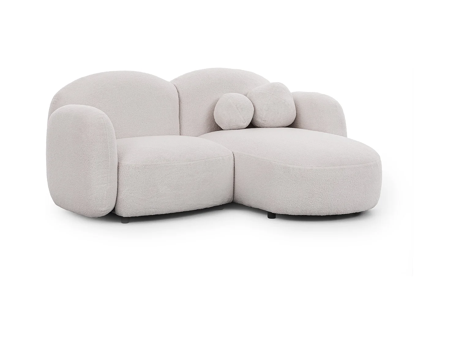 Nuvola - Moderne Ecksofa L-Form aus Weiß Bouclé-Stoff mit abgerundetem Design und hohem Sitzkomfort